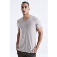 Tommy Life 87912 Basic Kısa Kol Standart Kalıp V Yaka Koyu Bej Erkek T-Shirt