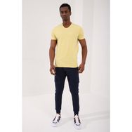 Tommy Life 87912 Basic Kısa Kol Standart Kalıp V Yaka Sarı Erkek T-shirt