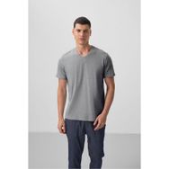 Tommy Life 87912 Gri Melanj Basic Kısa Kol Standart Kalıp V Yaka Erkek T-Shirt