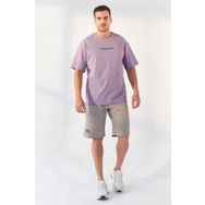 Tommy Life 87984 Yazı Baskılı Oversize O Yaka Eflatun Erkek T-shirt