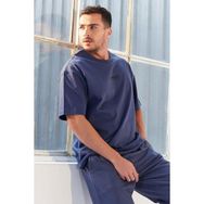 Tommy Life 87985 Küçük Yazı Baskılı Oversize O Yaka Petrol Erkek T-shirt