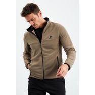 Tommy Life 87992 Camel Yazı Nakışlı Dik Yaka Fermuarlı Standart Kalıp Polar Erkek Sweatshirt