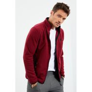 Tommy Life 87992 Erguvan Erkek Yazı Nakışlı Dik Yaka Fermuarlı Standart Kalıp Sweatshirt Polar