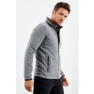 Tommy Life 87992 Gri Melanj Yazı Nakışlı Dik Yaka Fermuarlı Standart Kalıp Polar Erkek Sweatshirt