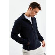 Tommy Life 87992 Lacivert Yazı Nakışlı Dik Yaka Fermuarlı Standart Kalıp Polar Erkek Sweatshirt