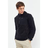 Tommy Life 87996 Siyah Erkek Nakışlı Yarım Fermuar Kapüşonlu Standart Kalıp Polar Sweatshirt