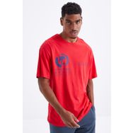 Tommy Life 88096 Minimal Baskılı O Yaka Kırmızı Erkek Oversize T-Shirt