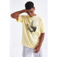 Tommy Life 88098 Baskılı O Yaka Sarı Erkek Oversize T-Shirt