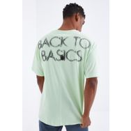 Tommy Life 88100 Açık Yeşil Sırtı Yazı Baskılı O Yaka Oversize Erkek T-shirt
