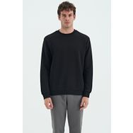 Tommy Life 88137 Siyah O Yaka Şardonlu Rahat Form Basic Erkek Sweatshirt