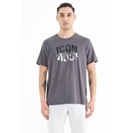 Tommy Life 88174 Koyu Gri Yazı Baskılı O Yaka Standart Kalıp Erkek T-Shirt