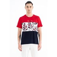 Tommy Life 88177 Kırmızı Renk Geçişli Baskı Detaylı O Yaka Standart Kalıp Erkek T-shirt