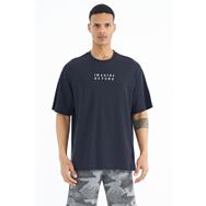 Tommy Life 88178 Lacivert Yazı Nakışlı Oversize O Yaka Erkek T-shirt