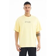 Tommy Life 88178 Sarı Yazı Nakışlı Oversize O Yaka Erkek T-shirt