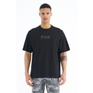 Tommy Life 88178 Siyah Yazı Nakışlı Oversize O Yaka Erkek T-shirt