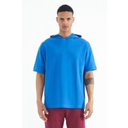 Tommy Life 88179 Saks Kapüşonlu Kol Etiket Detaylı Oversize Erkek T-Shirt