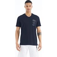 Tommy Life 88186 Lacivert Baskı Detaylı V Yaka Standart Kalıp Erkek T-shirt