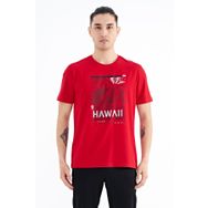Tommy Life 88190 Kırmızı Slogan Baskılı O Yaka Standart Kalıp Erkek T-shirt