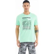 Tommy Life 88190 Su Yeşili Slogan Baskılı O Yaka Standart Kalıp Erkek T-shirt