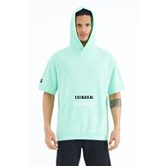 Tommy Life 88195 Su Yeşili Kanguru Cepli Yazı Nakışlı Kapüşonlu Erkek T-Shirt