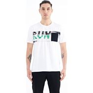 Tommy Life 88200 Beyaz Ön Cep Detaylı Baskılı Standart Kalıp Erkek T-Shirt