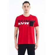 Tommy Life 88200 Kırmızı Ön Cep Detaylı Baskılı Standart Kalıp Erkek T-shirt