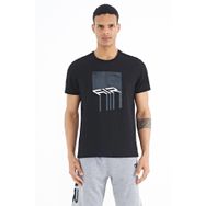 Tommy Life 88202 Siyah Ön Baskı Detaylı Standart Kalıp O Yaka Erkek T-Shirt