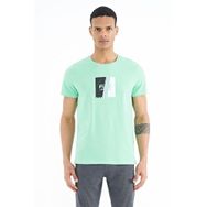 Tommy Life 88219 Su Yeşili Ön Baskı Detaylı Standart Kalıp O Yaka Erkek T-Shirt