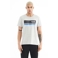 Tommy Life 88221 Gri Melanj Beyaz Baskılı Standart Kalıp O Yaka Erkek T-shirt