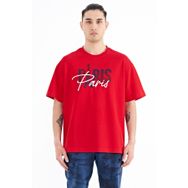 Tommy Life 88223 Kırmızı Yazı Nakışlı O Yaka Oversize Erkek T-shirt
