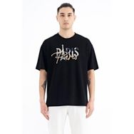 Tommy Life 88223 Siyah Yazı Nakışlı O Yaka Oversize Erkek T-shirt