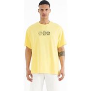 Tommy Life 88224 Sarı Ön Arka Baskılı O Yaka Oversize Erkek T-shirt