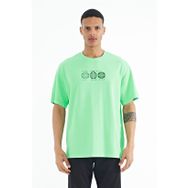 Tommy Life 88224 Su Yeşili Ön Arka Baskılı O Yaka Oversize Erkek T-Shirt