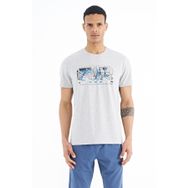 Tommy Life 88226 Gri Melanj Yazı Baskılı Standart Kalıp O Yaka Erkek T-Shirt