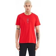 Tommy Life 88227 Kırmızı Minimal Yazı Baskılı O Yaka Standart Kalıp Erkek T-Shirt