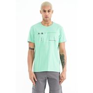 Tommy Life 88228 Su Yeşili Yazı Baskılı Standart Kalıp O Yaka Erkek T-Shirt