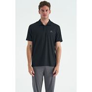 Tommy Life 88252 Siyah Gri Logo Baskılı Standart Kalıp Polo Yaka Aktif Spor Erkek T-Shirt