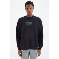 Tommy Life 88284 Lacivert O Yaka Baskı Detaylı Rahat Kalıp Erkek Swetshirt