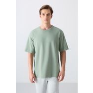 Tommy Life 88324 Açık Yeşil Pamuklu Kalın Yumuşak Dokulu Oversize Fit Baskılı Erkek T-Shirt