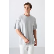Tommy Life 88324 Taş Pamuklu Kalın Yumuşak Dokulu Oversize Fit Baskılı Erkek T-Shirt