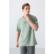Tommy Life 88325 Açık Yeşil Pamuklu Kalın Yumuşak Dokulu Oversize Fit Baskılı Erkek T-Shirt