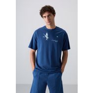 Tommy Life 88344 Parlament Pamuklu Kalın Yumuşak Dokulu Oversize Fit Baskılı Erkek T-Shirt