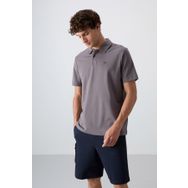Tommy Life 88348 Koyu Gri Pamuklu Kalın Yumuşak Dokulu Standart Fit Basic Polo Yaka Erkek T-Shirt