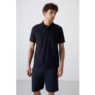Tommy Life 88351 Lacivert Pamuklu Kalın Yumuşak Dokulu Standart Fit Basic Polo Yaka Erkek T-Shirt
