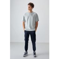 Tommy Life 88353 Taş %100 Pamuk Kalın Yumuşak Dokulu Oversize Fit Basic Erkek T-Shirt