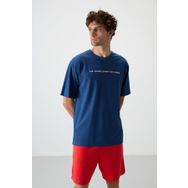 Tommy Life 88371 Parlament Pamuklu Kalın Yüzeyi Dokulu Oversize Fit Baskılı Erkek T-shirt