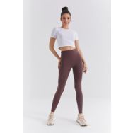 Tommy Life 94011 Yüksek Bel Toparlayıcı Slim Fit Dar Paça Kahverengi Kadın Tayt