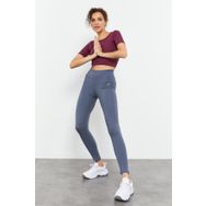 Tommy Life 94011 Yüksek Bel Toparlayıcı Slim Fit Petrol Kadın Dar Paça Tayt