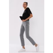 Tommy Life 94185 Gri Melanj Yüksek Bel Cepli Rahat Form Klasik Paça Kadın Eşofman Altı