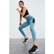 Tommy Life 94537 Mint Yeşili Kadın Yüksek Bel Toparlayıcılı File Detaylı Slim Fit Dar Paça Tayt